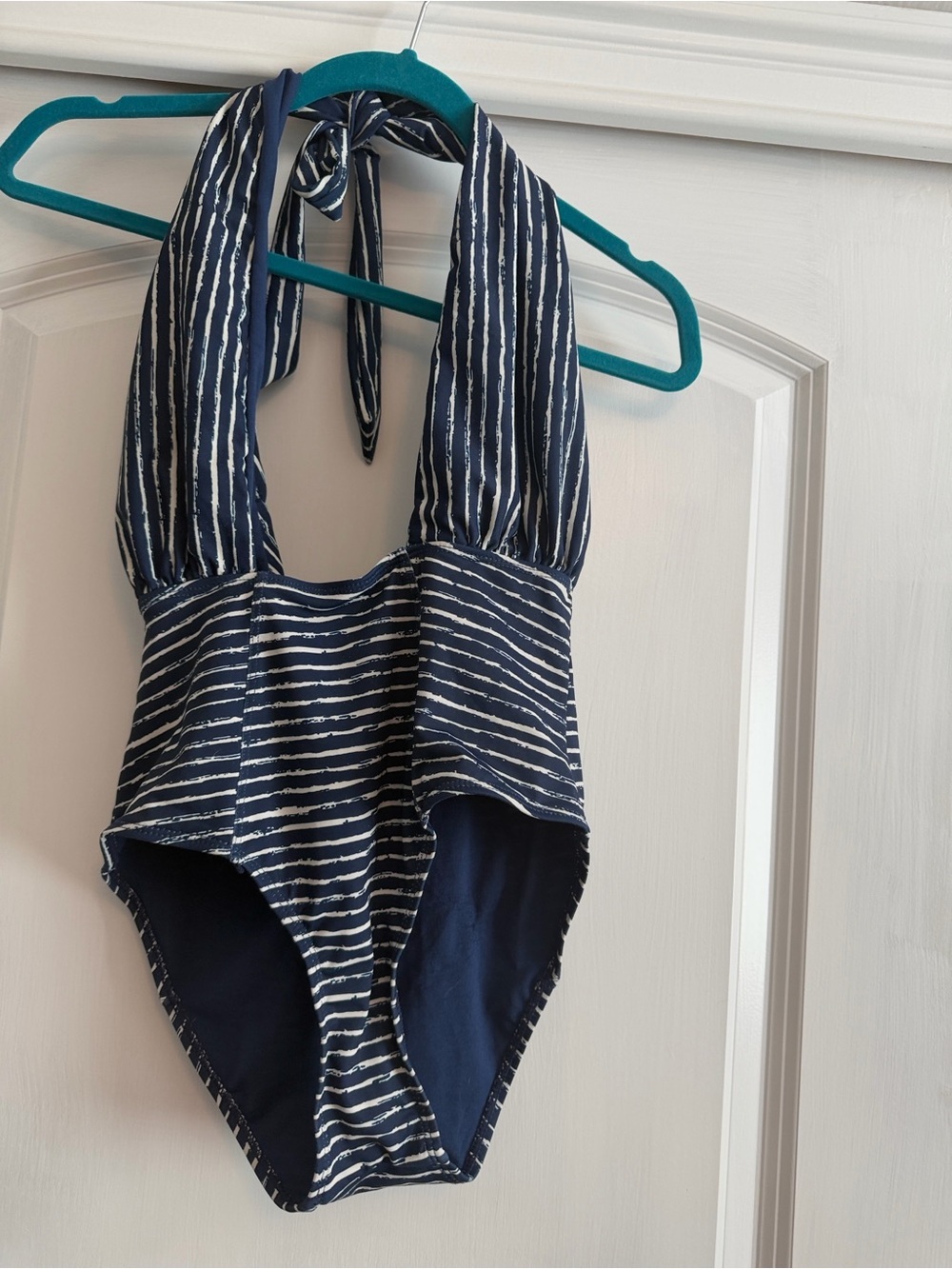 Envya Navy and White Striped Halter One-Piece Swimwear - Kids